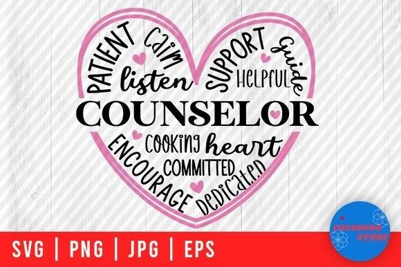 Counselor Heart, Back to School Svg